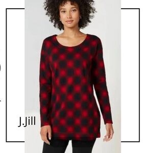 New J. Jill Supima Cotton Red Plaid Top Size Medium